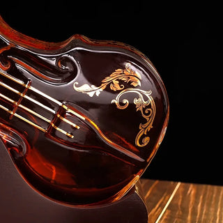Glass Violin Decanter Set, Mahogany Base, Wine Savant, Whiskey Glasses, Bar Set, Champagne, Elegant Wine Dispenser, Gift