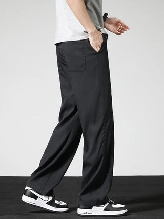 Summer Thin Casual Pants Men's Straight Wide Pants Brand Clothing Lyocell Stretch Loose Trousers Korean Trendy Man Clothing