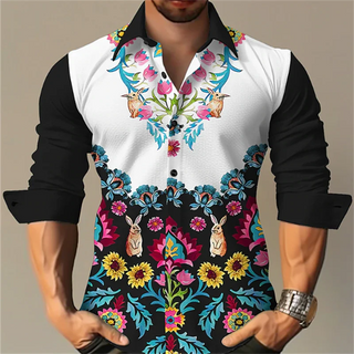 2023 Men's Long Sleeve Button Shirt Fashion Luxury New Designer Design Apparel Music Flower HD Pattern Soft and Comfortable