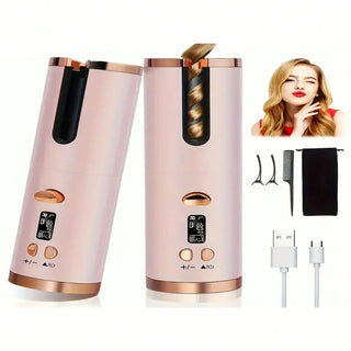 Automatic Hair CurlerWirelessWith CeramicBarrel 6 HeatTimer Modes RechargeablePortabl FastHeatingStylerFor PerfectCurlsEveryTime