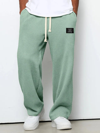 Trendy Drawstring Waffle Knit Casual Pants