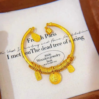 Yellow Gold Coiled Adjustable Open Bangle - Epictzar Intl.