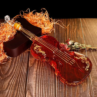 Glass Violin Decanter Set, Mahogany Base, Wine Savant, Whiskey Glasses, Bar Set, Champagne, Elegant Wine Dispenser, Gift