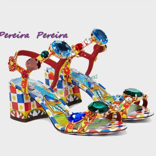 Luxury Buckle Strap Classic Gemstone Sandals
