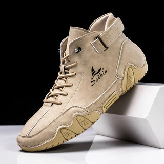 New Handmade Men Boots Design Sneakers Man Outdoor Casual Leather Men Sneakers Ankle Boots Trekking Fall Breathable Hot Sale