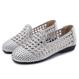GKTINOO 2025 Summer New Genuine Leather Sandals For Women Hand-woven Hollow Flat  Soft Sole Large Size Women's Shoes
