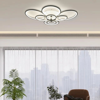 LED Dimmable Ceiling Light with Remote Control Modern 8 Rings Circle Flush Mount Ceiling Lamp Bedroom Kitchen Living Room