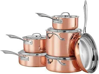 CTPG-11PC Copper Tri-Ply Stainless Steel Lids 11-Piece Aluminum Core Cookware Set