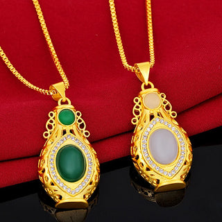 Elegant 24K Gold Jasper Pendant