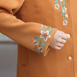 Luxury Floral Short Woolen Coat