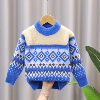 Boys Knitted Mink-Fleece Thermal Sweater