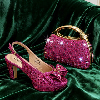 Rhinestone Peep-Toe Sandals & Bag Set