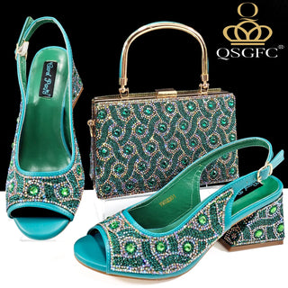Luxury Rhinestone Design Shoes and Bag Set