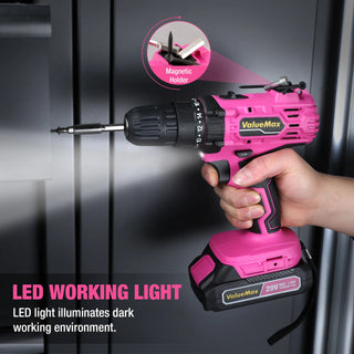 Cordless Magnetic Holder Power Drill Set