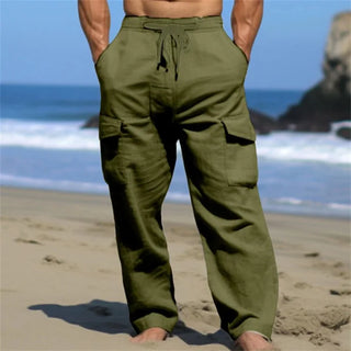 Men's Linen Multi-Pocket Cargo Pants