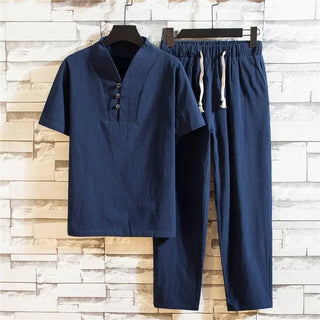 Ancient Buddhist Style Linen 2Pcs Set