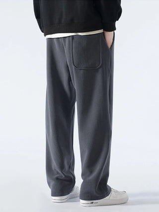 Winter Men's Sweatpants Korean Fashion Thick Warm Fleece Wide Leg Straight Loose Track Pants Male Casual Thermal Velvet Trousers