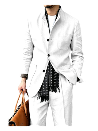 Men's Breathable 2Pcs Linen Business Suit