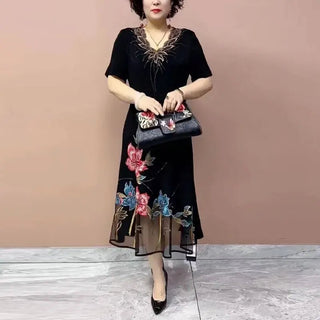 Stylish Folk Floral Embroidery Midi Dress Stylish - Epictzar Intl.