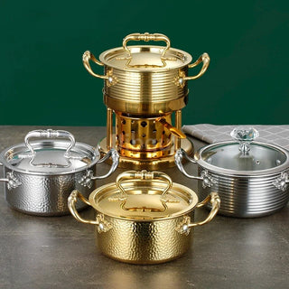 304 Stainless steel alcohol furnace Special pot for small hot pot Single One person Liquid solid pot cookware cooking pots set