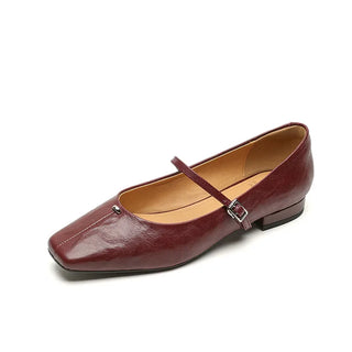 Women Vintage Square Toe Flats