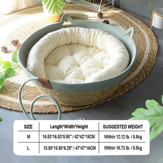 Indoor Straw Plaited Basket Pet Bed