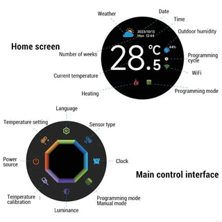 Ambient Light Adjustable Thermostat Touch Screens Interfaces Rotating Thermostat M89B