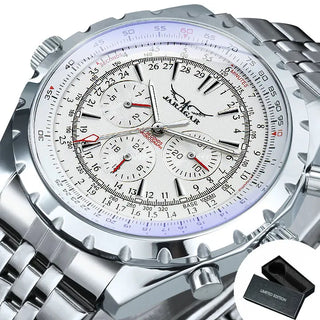 Luxury Leather Steel Band Automatic Watch