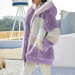 Loose Multicolor Hooded Commute Coat