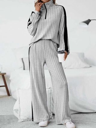 2piece Woman Outfit 3xl 4xl 5xl Female Clothing Spring Ribbed Knit Top and Trouser Plus Size Elegant Sets Wholesale Dropshipping