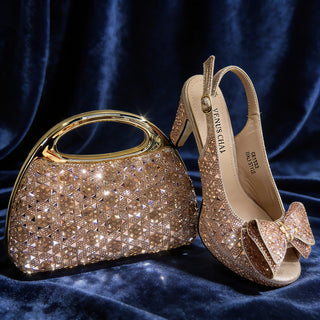 Rhinestone Peep-Toe Sandals & Bag Set
