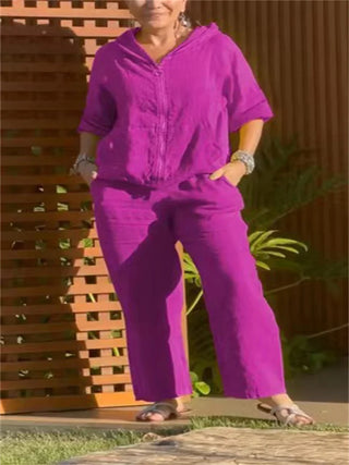 Women's Hoodie Cotton Pants Suit