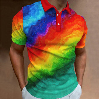 Graffiti Stripe Print Polo Shirt