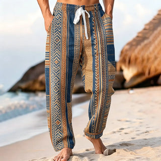 Ethnic Geometric Beach Wear Drawstring Pants