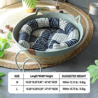 Indoor Straw Plaited Basket Pet Bed