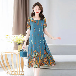 Short Sleeved Printed Women Night Sleepwear