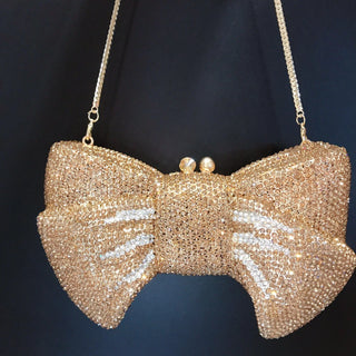 Luxury Designer Stone Bow Clutch Purse