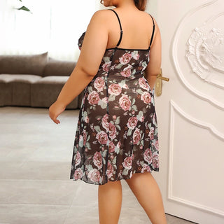 Women Flower Print Sleeveless Nightgown