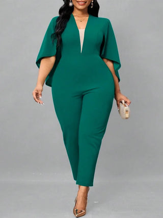 Half Sleeve Office Lady Jumpsuits