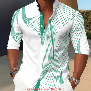Casual 3D Printed Long Sleeved Shirt