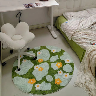 Plush Woven Soft Moss Floral Rug