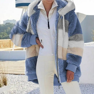 Loose Multicolor Hooded Commute Coat