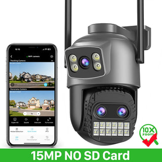 ABUNTU PTZ Wifi Camera 10X Zoom Four Lens Four Screens Outdoor IP66 Waterproof Surveillance Camera Night Vision CCTV Security