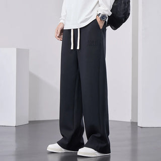 Men's Straight Sweatpants Wide Leg Cotton Track Pants Drawstring Letter Sports Baggy Pants Casual Long Trousers Big Size 8XL