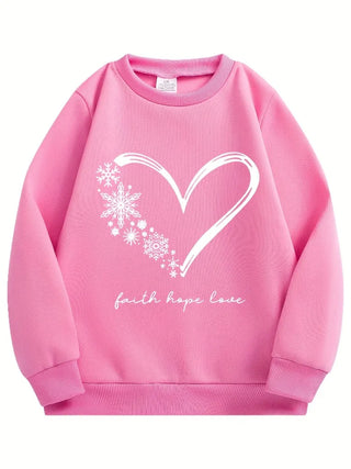 3-piece Set Spring Baby Girls Sweet Sweatshirts Kid Heart Printed Pullover Children Purple Black Pink Long Sleeve T-shirts Top
