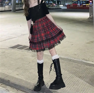 Ladies Plaid Gothic Mini Skirts
