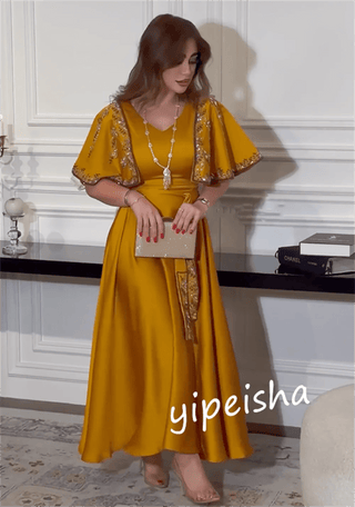 Evening Satin Occasion Gown Midi Dress - Epictzar Intl.