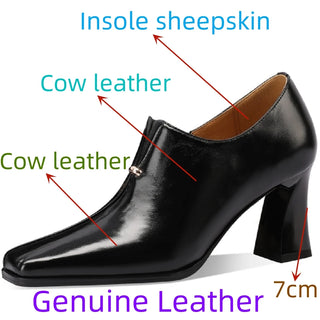 Elegant Square Toe Chunky Heel Shoes