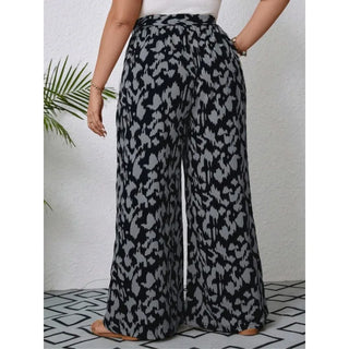 Plus Size 1XL-5XL Women's Summer Casual Fashion New Printed Wide Leg Elastic Waist Pants