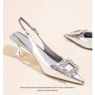 Pointed Toe Diamond Back Strap Sandals